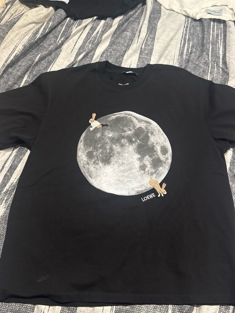 Loewe Black Tee with Moon and Rabbit Motif
